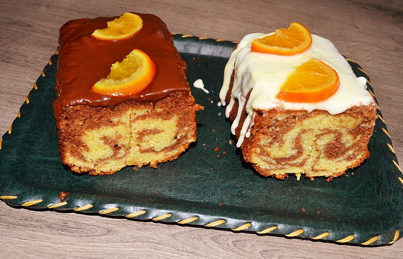 Κέικ μαρμπρέ με ελαιόλαδο, πορτοκάλι και κανέλα